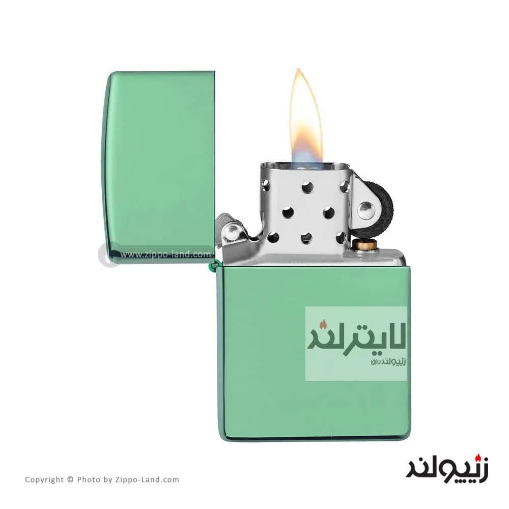 فندک زیپو مدل Classic High Polish Green کد 28129 — تصویر ۲