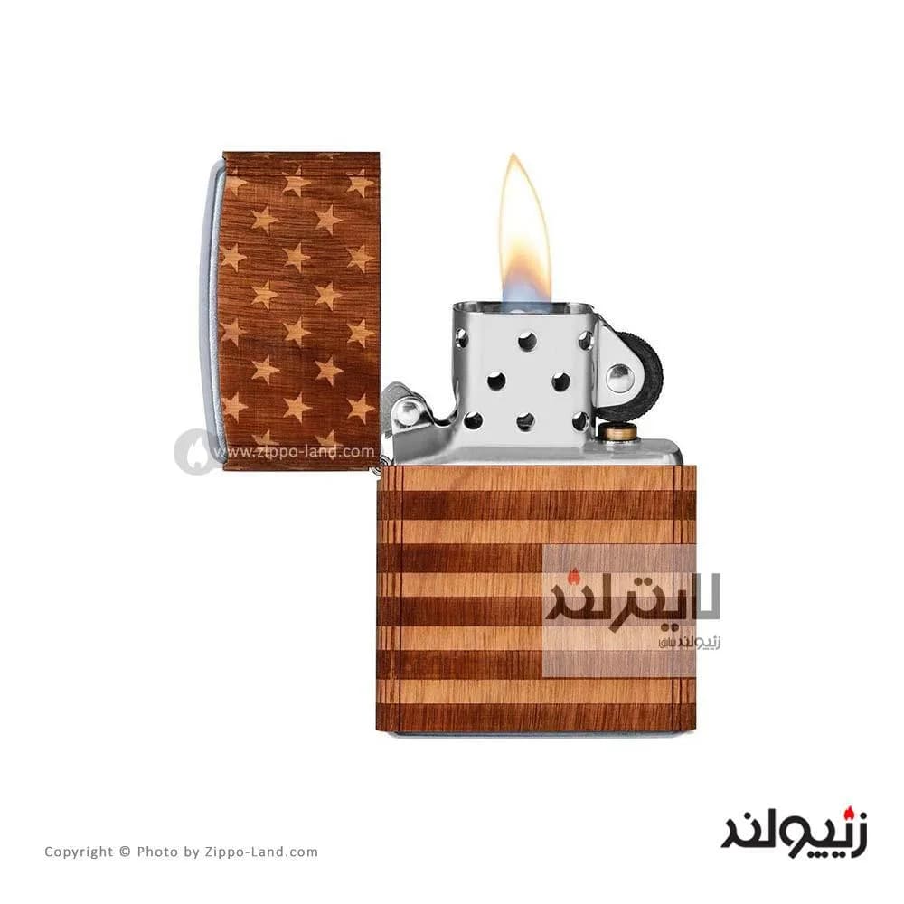 فندک زیپو مدل Woodchuck USA Zippo American Flag Wrap کد 49332 — تصویر ۲