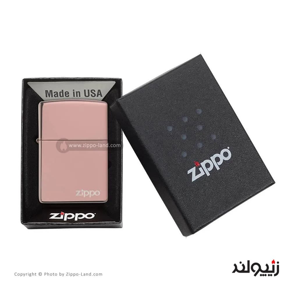 فندک زیپو مدل Classic High Polish Rose Gold Zippo Logo کد 49190zl — تصویر ۴