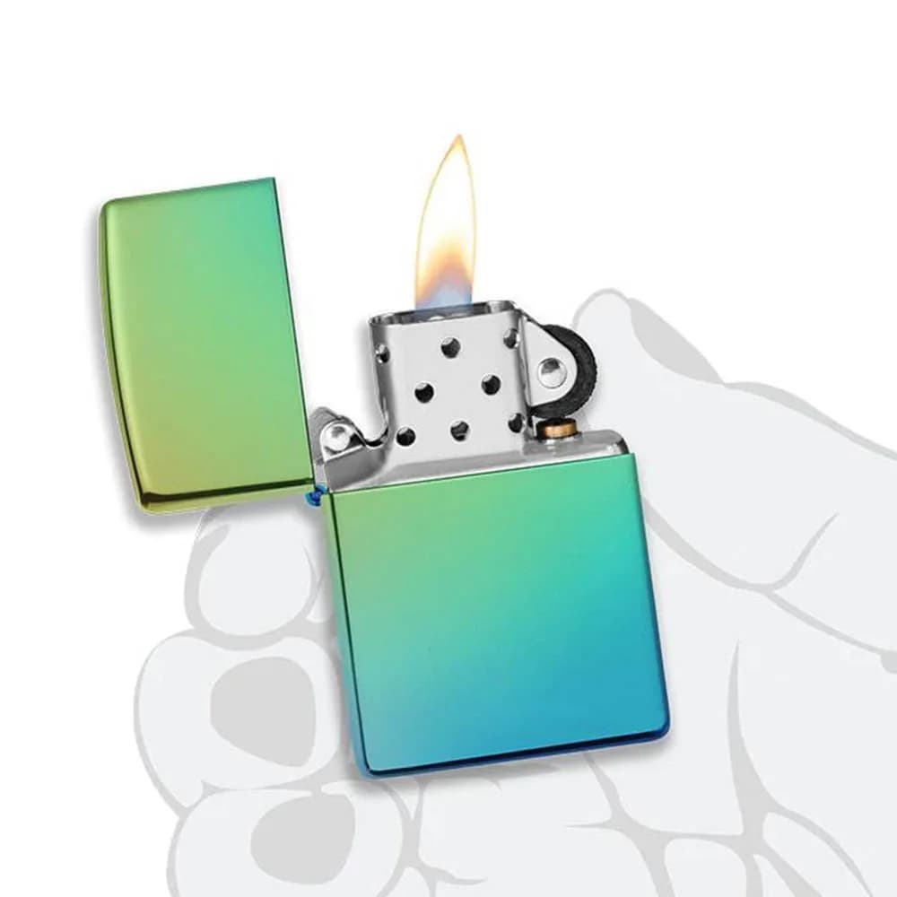 فندک زیپو مدل Classic High Polish Teal Zippo Logo کد 49191 — تصویر ۳