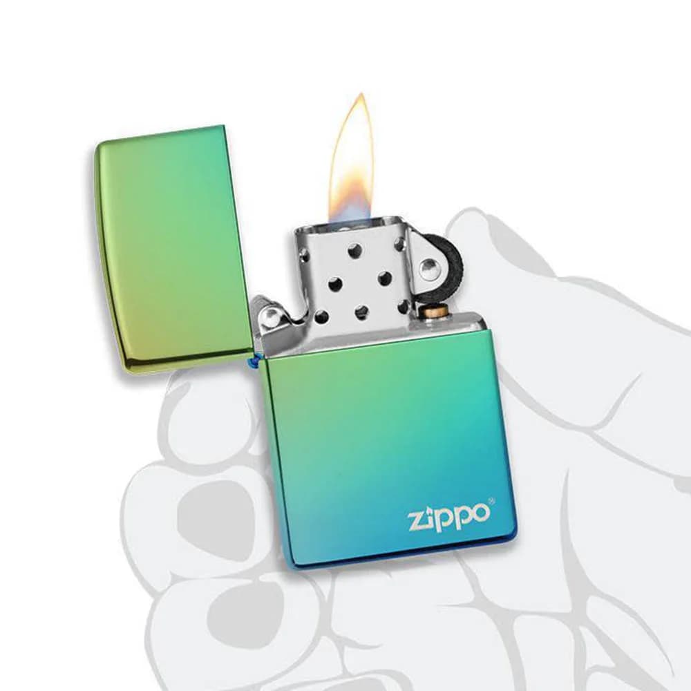 فندک زیپو مدل Classic High Polish Teal Zippo Logo کد 49191zl — تصویر ۳