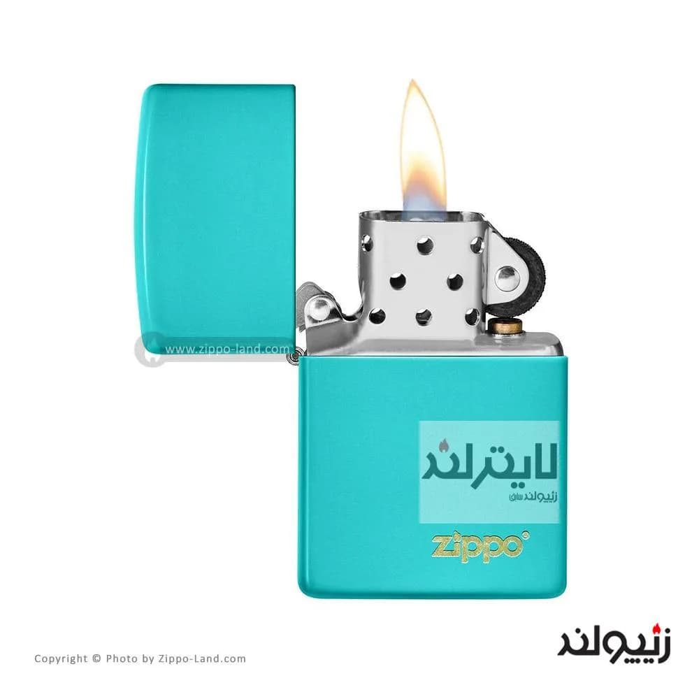 فندک زیپو مدل Classic Flat Turquoise Zippo Logo کد 49454zl — تصویر ۲
