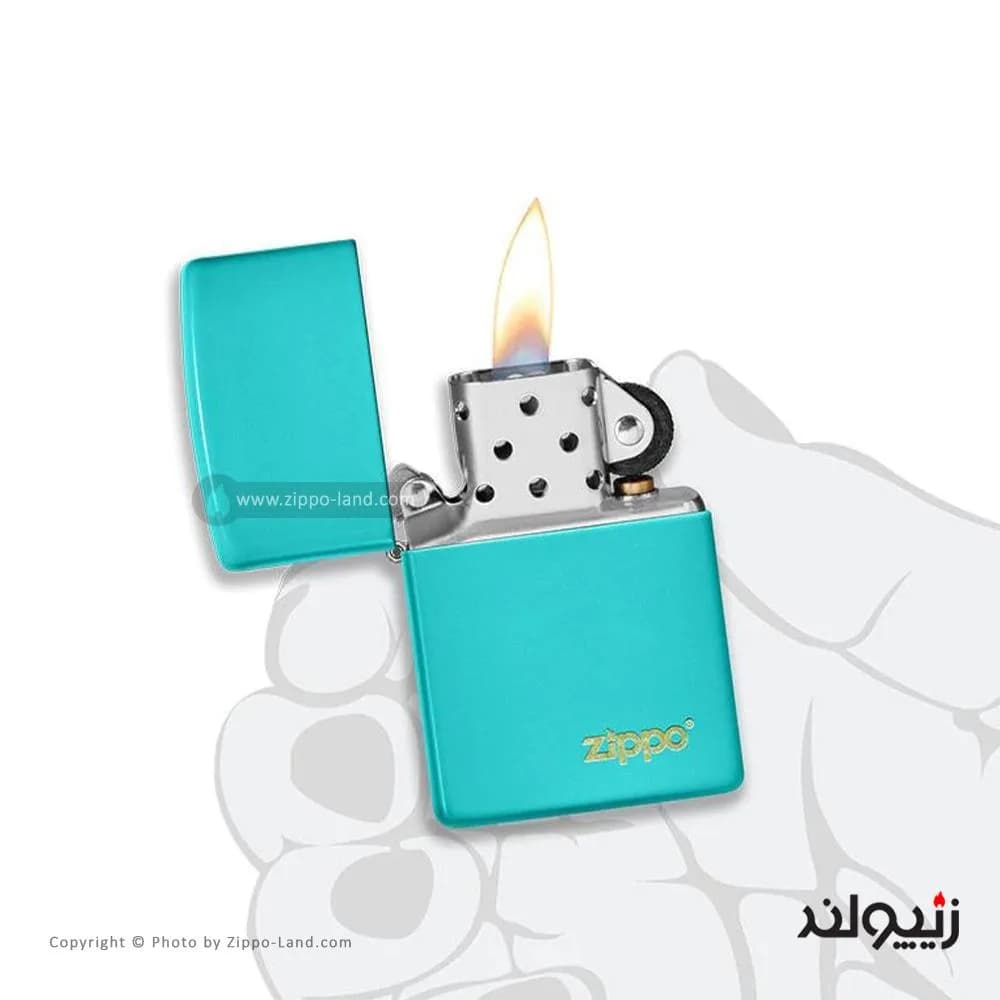 فندک زیپو مدل Classic Flat Turquoise Zippo Logo کد 49454zl — تصویر ۳