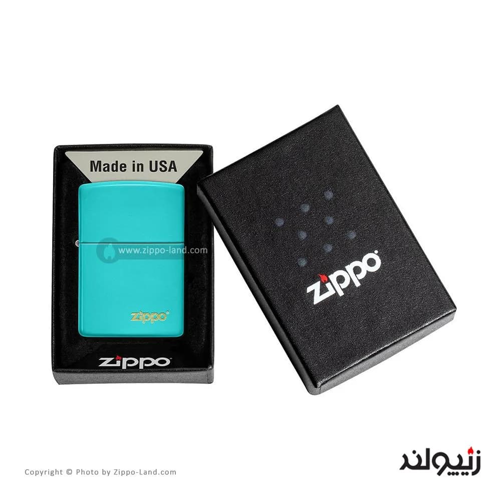 فندک زیپو مدل Classic Flat Turquoise Zippo Logo کد 49454zl — تصویر ۴