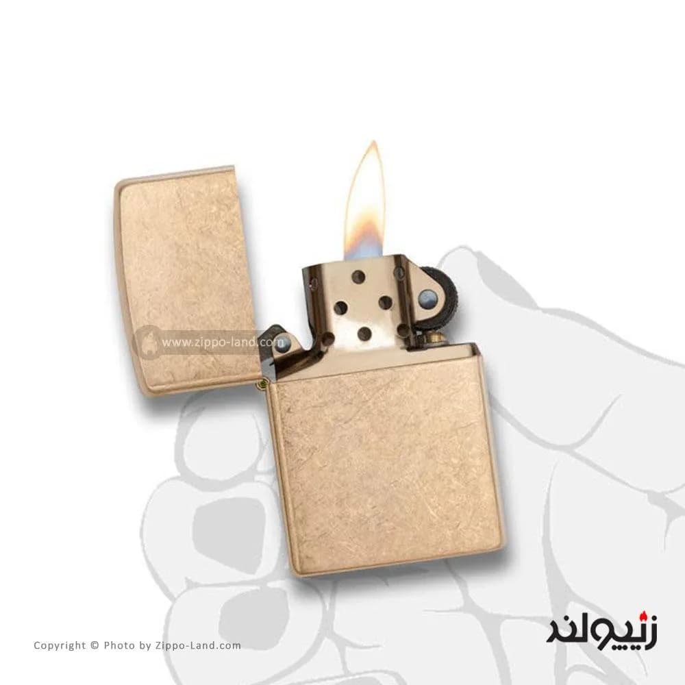 فندک زیپو مدل Armor Tumbled Brass کد 28496 — تصویر ۳