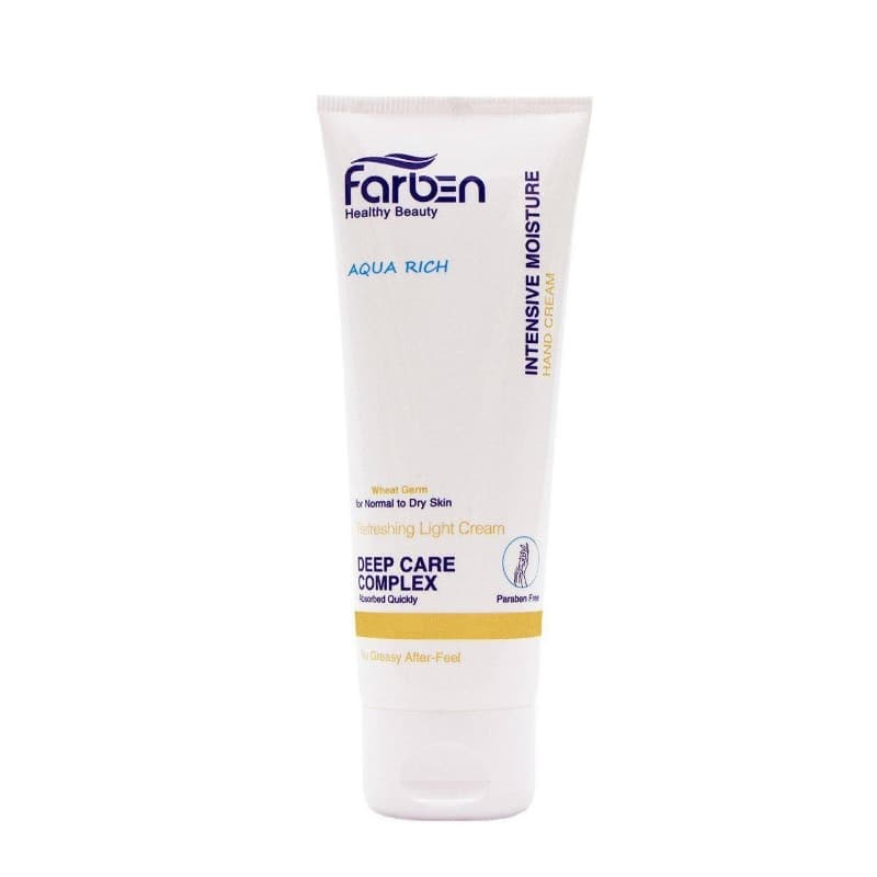 کرم دست فاربن تیوپی حاوی روغن جوانه گندم مناسب پوست معمولی و خشک 75میل Farben