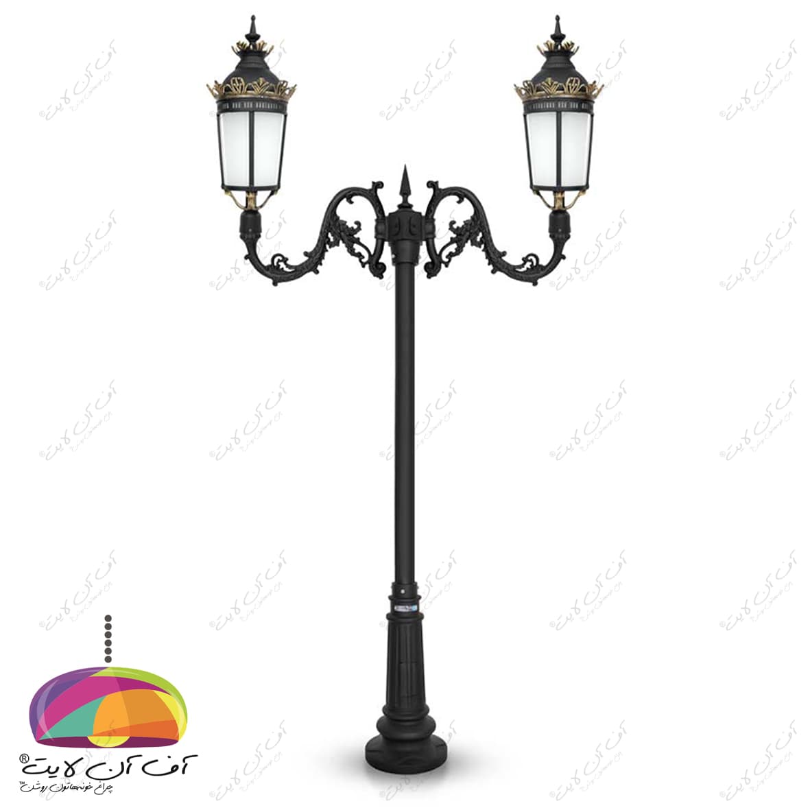 چراغ پارکی دو شعله مدل امپراطور شاخه سپیدار پایه درباری شب تاب