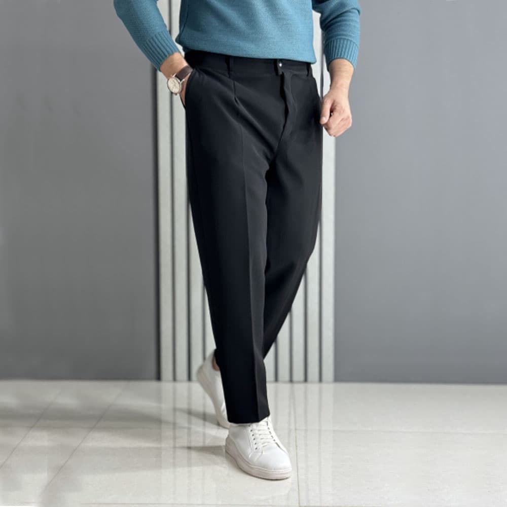 شلوار پارچه ای مازراتی مردانه دکمه دار رنگ مشکی