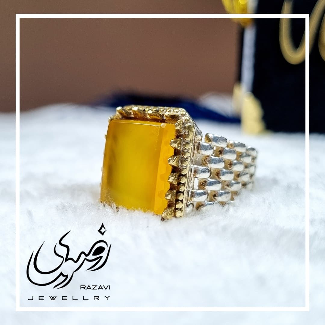 انگشتر مردانه نقره شرف الشمس طرح زنجیر کد 251