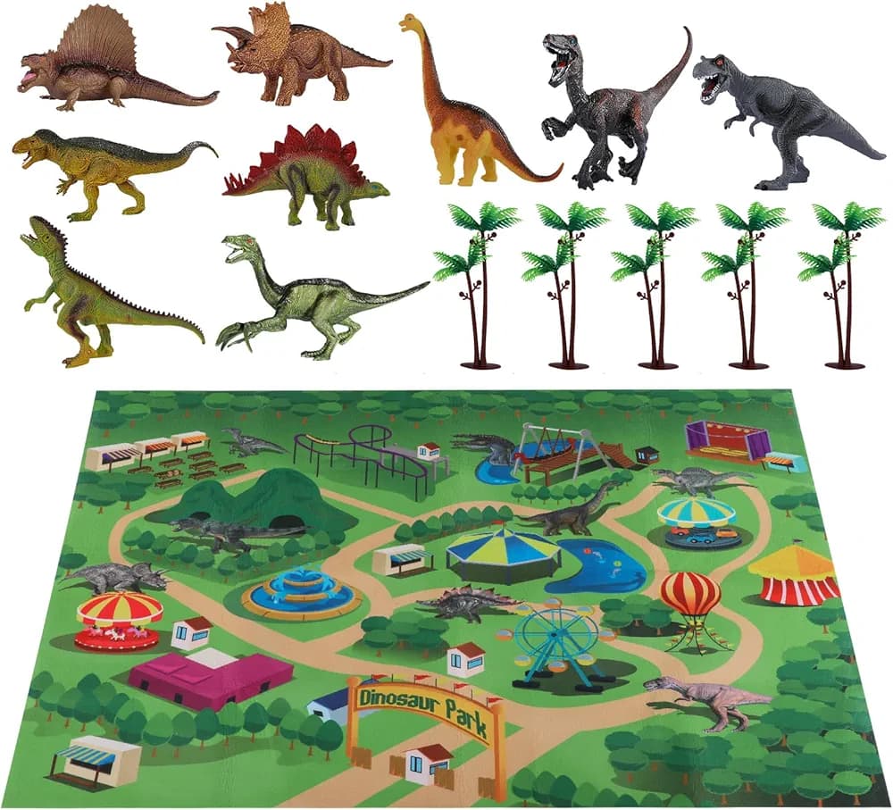 ست بزرگ فیگور دایناسور ۹ عددی به همراه پارک بازی و باکس حمل (Dinosaur World) — تصویر ۲