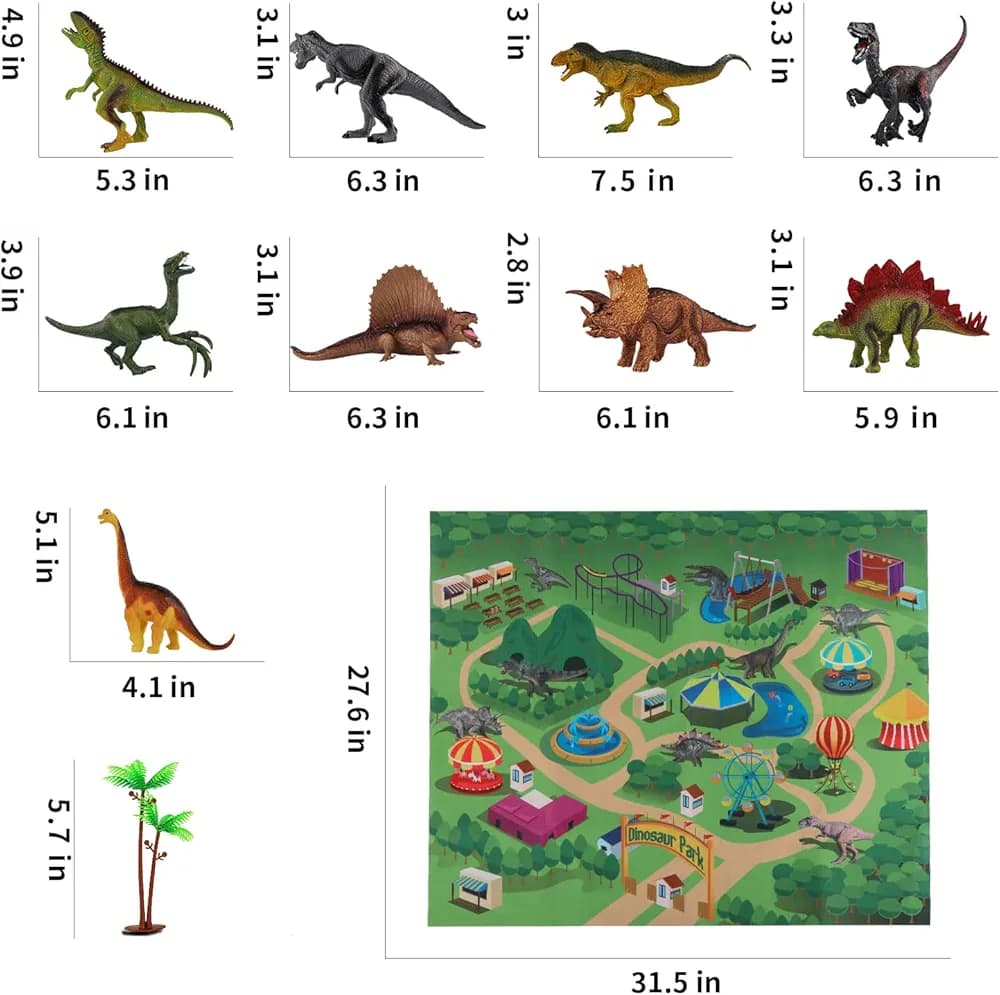 ست بزرگ فیگور دایناسور ۹ عددی به همراه پارک بازی و باکس حمل (Dinosaur World) — تصویر ۳