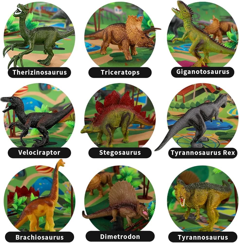 ست بزرگ فیگور دایناسور ۹ عددی به همراه پارک بازی و باکس حمل (Dinosaur World) — تصویر ۴