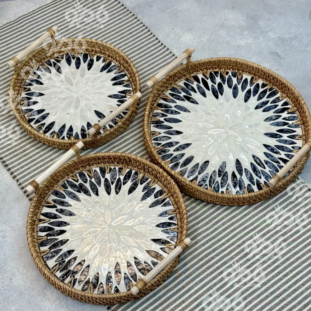 سینی حصیری طرحدار گرد کدsk55 — تصویر ۲