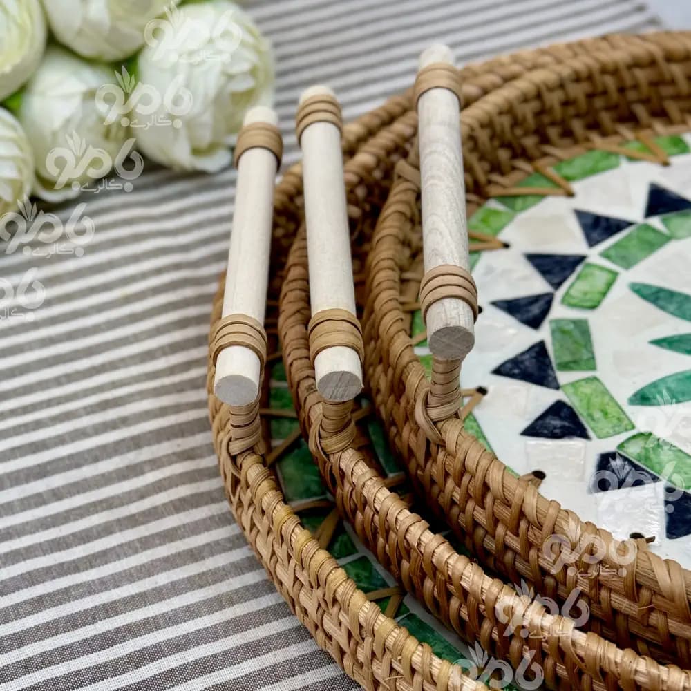 سینی حصیری طرحدار گرد کدsk57 — تصویر ۳