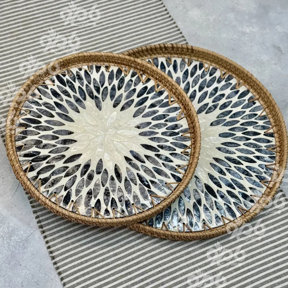 سینی حصیری طرحدار گرد کدsk67 — تصویر ۲
