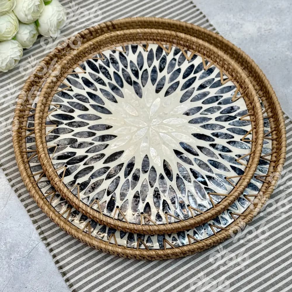 سینی حصیری طرحدار گرد کدsk67