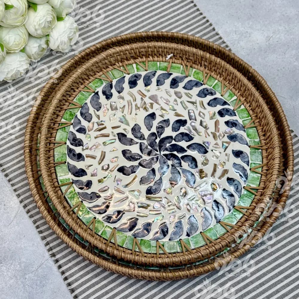 سینی حصیری طرحدار گرد کدsk64