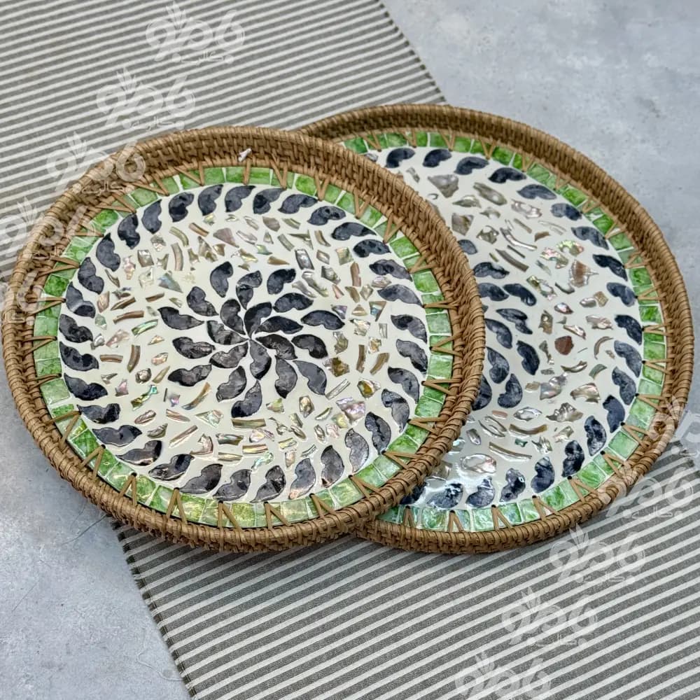 سینی حصیری طرحدار گرد کدsk64 — تصویر ۲