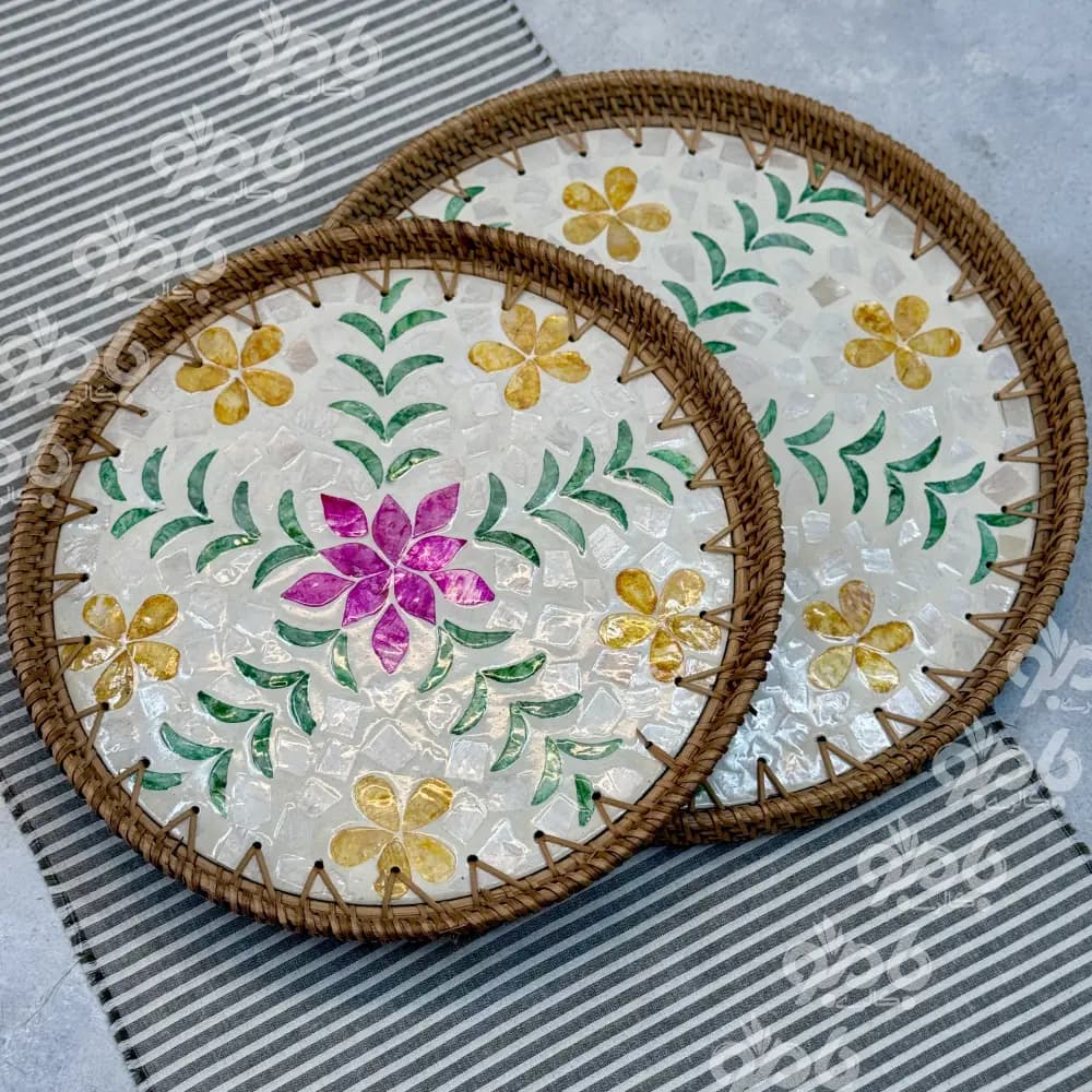 سینی حصیری طرحدار گرد کد sk68 — تصویر ۲