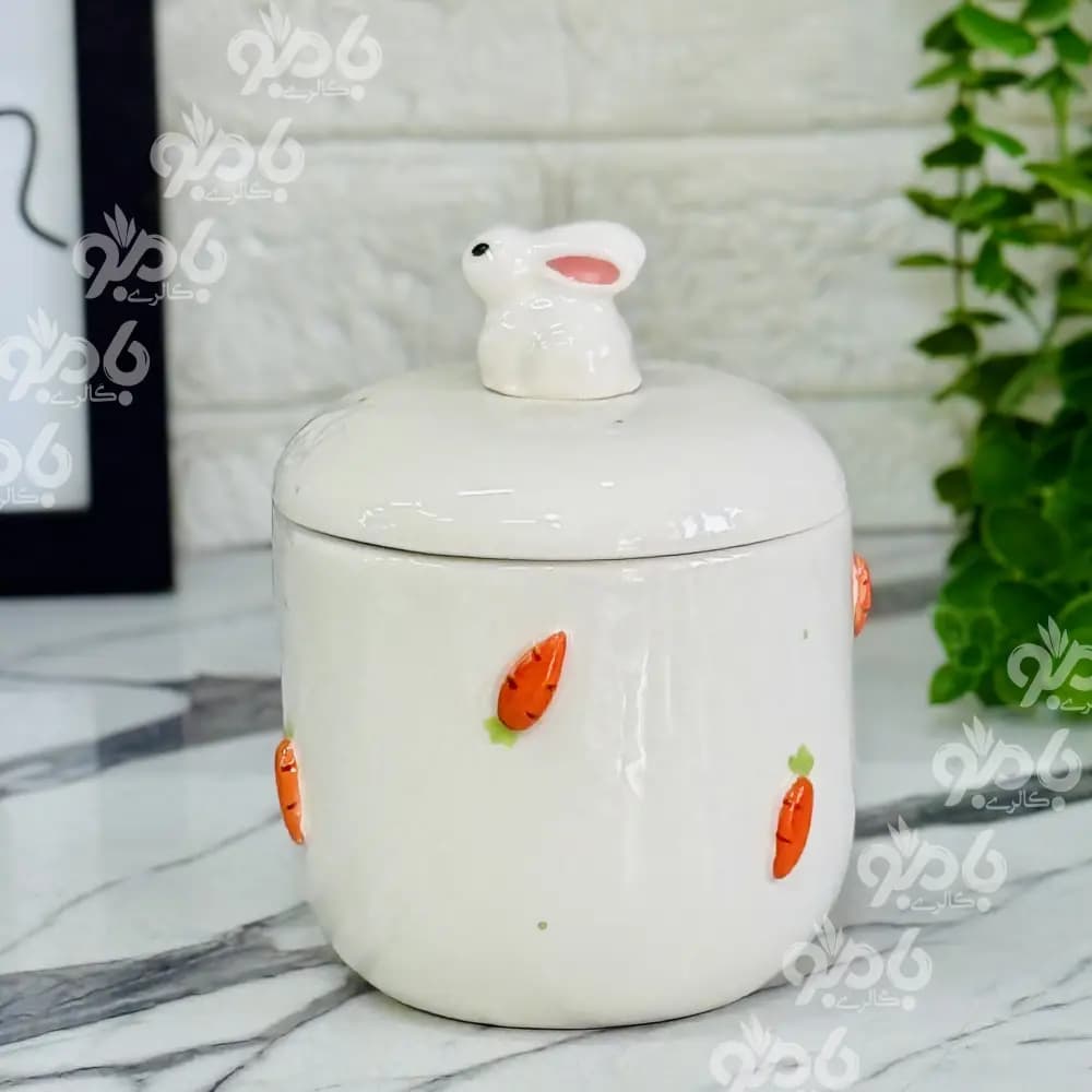 بانکه سرامیکی هویج و خرگوش برجسته — تصویر ۳