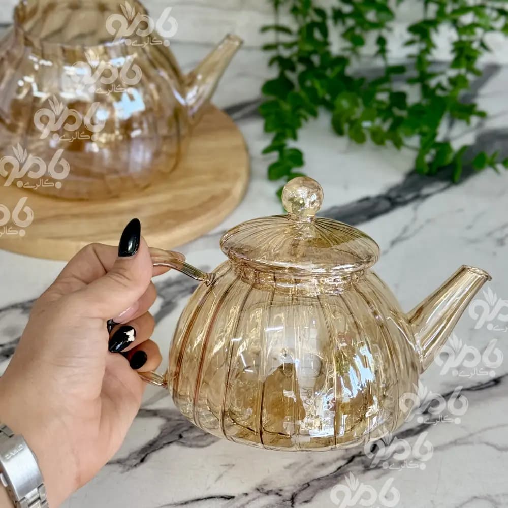 کتری و قوری پیرکس کدو شامپاین شیار — تصویر ۴