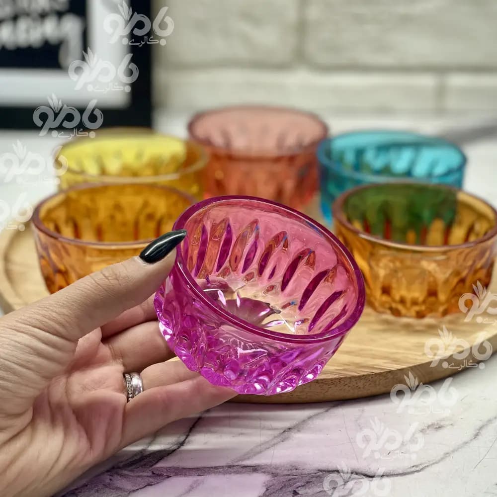 پیاله شیشه ای زرین نقلی 6 رنگ — تصویر ۲