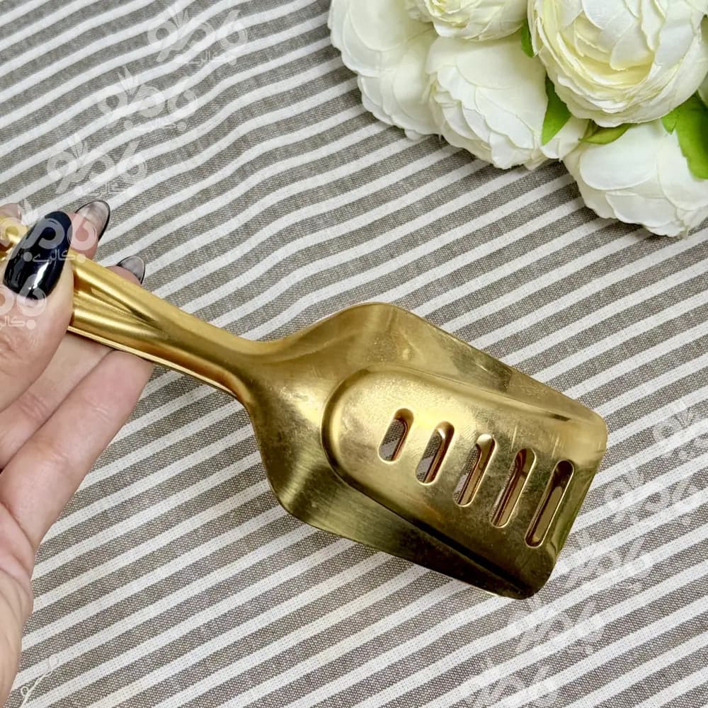 انبر سالاد استیل شنگیا پروانه بلند طلایی sk82 — تصویر ۳
