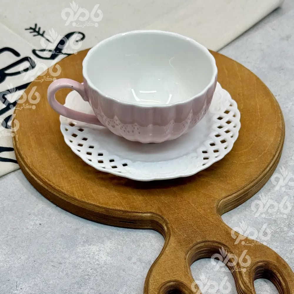 فنجان ونعلبکی مشبک رنگی وارداتی
