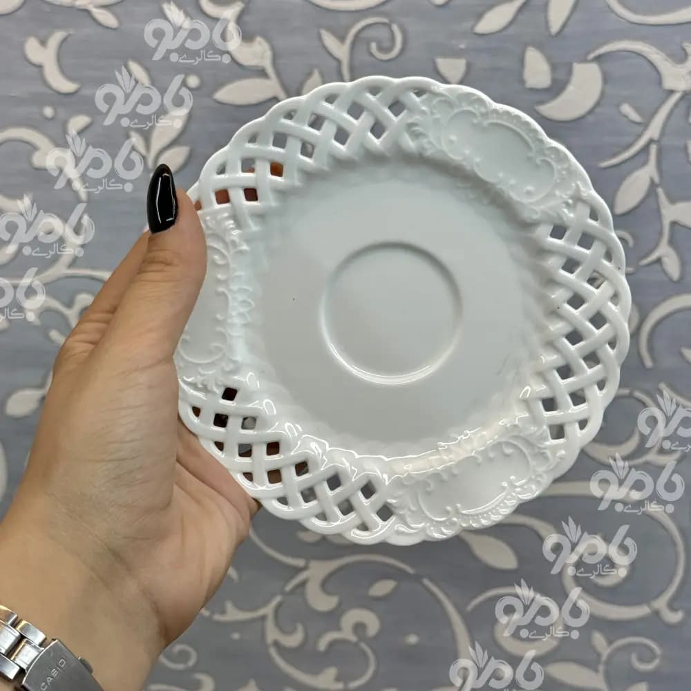 فنجان ونعلبکی مشبک رنگی وارداتی — تصویر ۳
