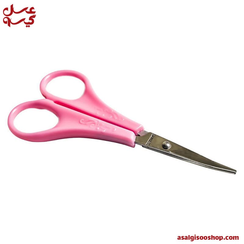 قیچی ابرو سرکج دسته صورتی استیل ژانومه Janome اصلی| کد 2245 — تصویر ۲