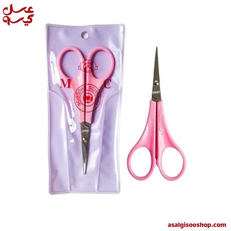 قیچی ابرو سرکج دسته صورتی استیل ژانومه Janome اصلی| کد 2245