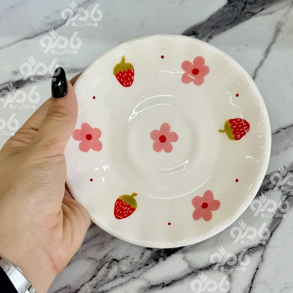 تکست نعلبکی دالبری 14 سانت گل توت فرنگی — تصویر ۲