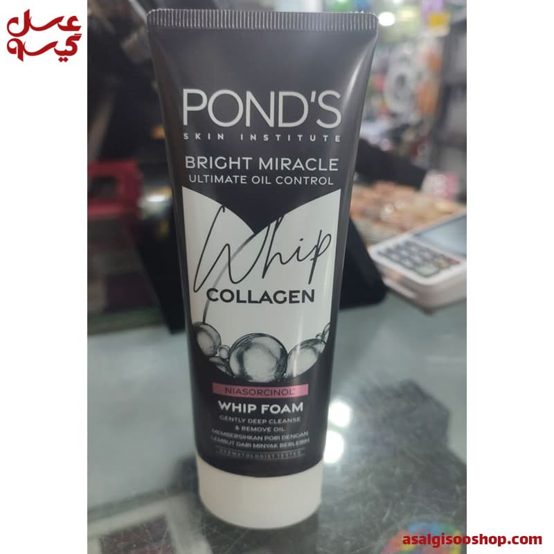 فوم شوینده زغالی صورت پوندز مدل Ponds Whip Collagen | کد 2214