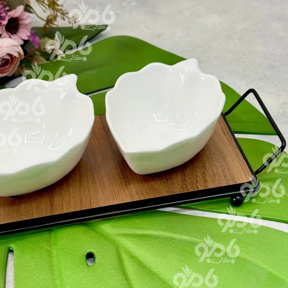 اردو زیره چوب و فلز 3 پیاله برگ — تصویر ۳