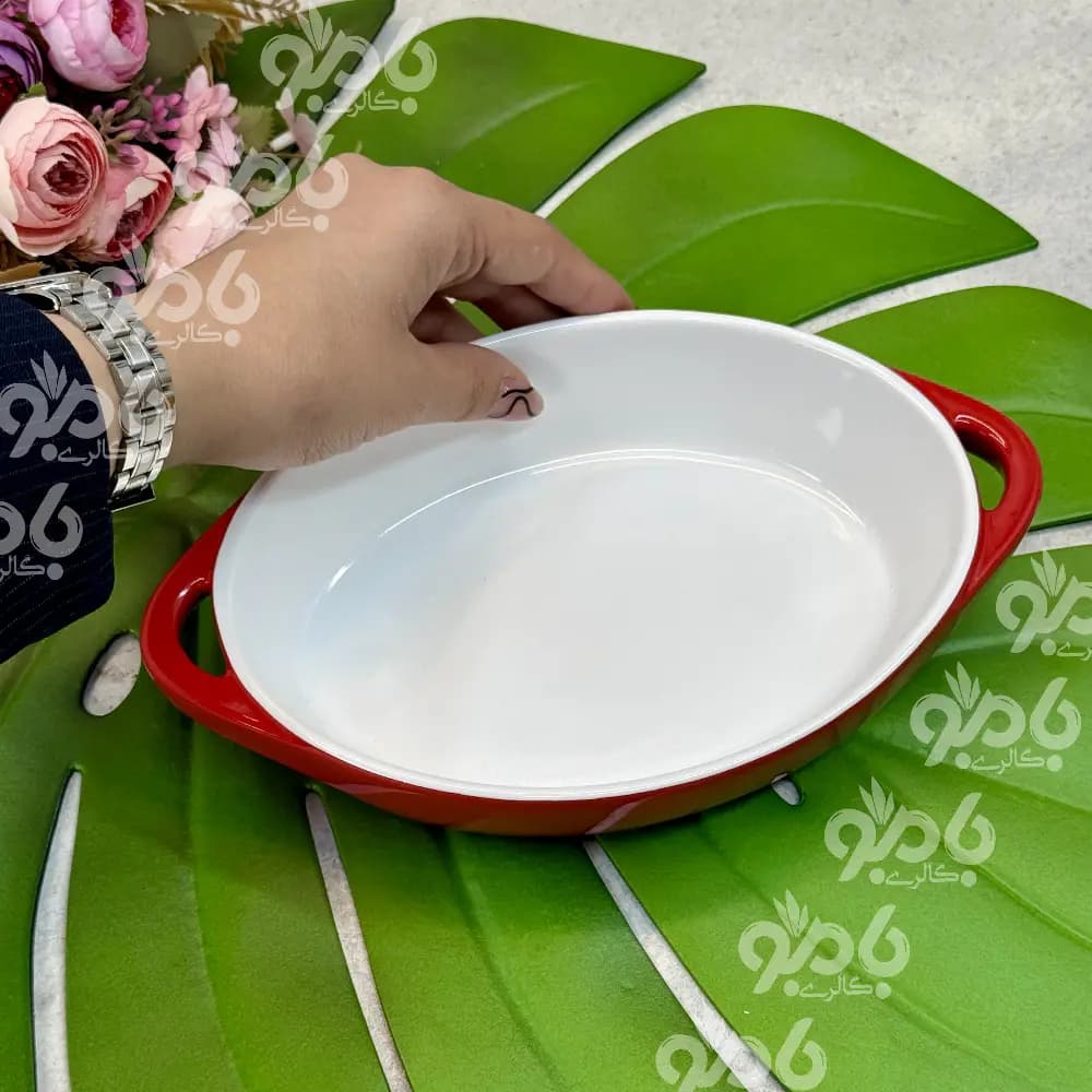تابه دنی هوم بیضی قرمز سفید23سانت 65249 — تصویر ۳