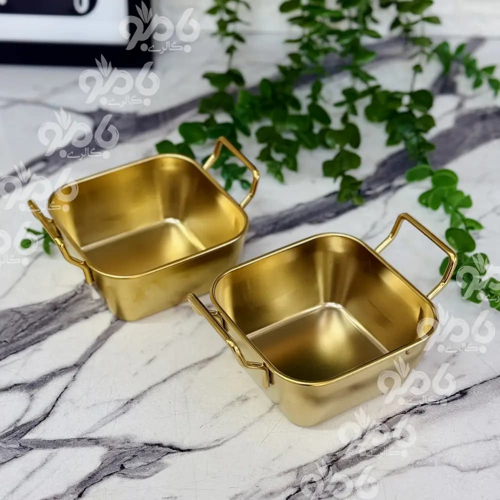 ظرف استیل طلایی 10*10 مربع دسته دار M74