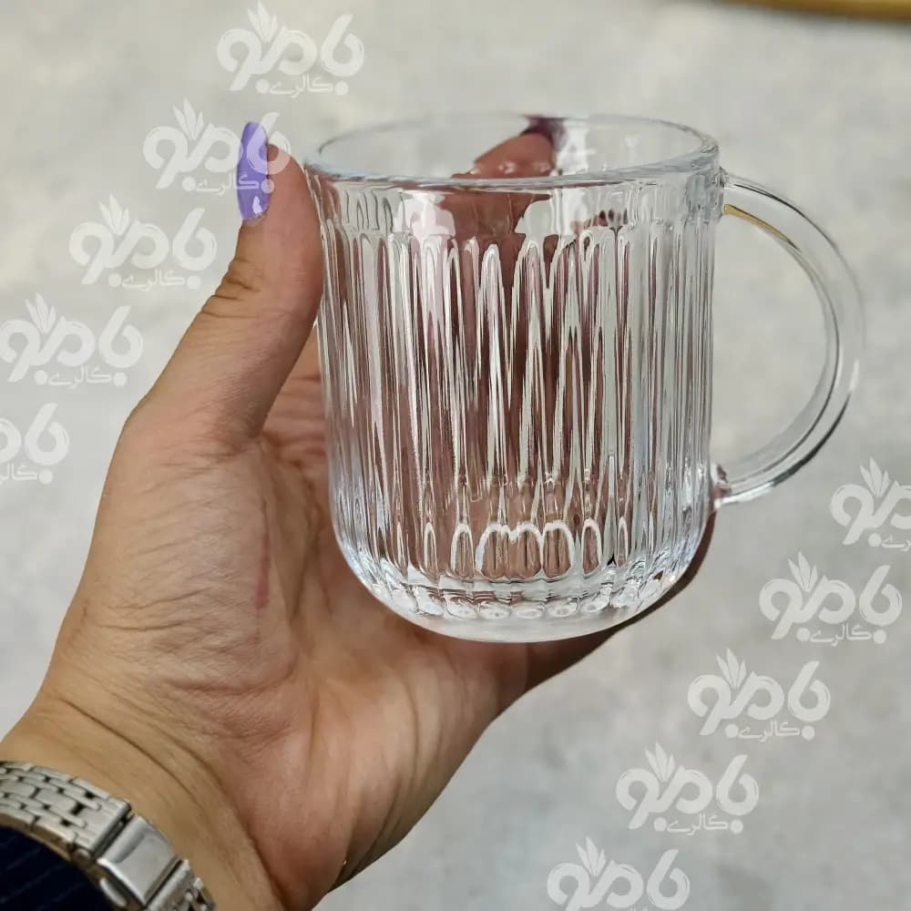 نیم لیوان شیشه ای کوتاه دسته دار یلدا 6عددی — تصویر ۲