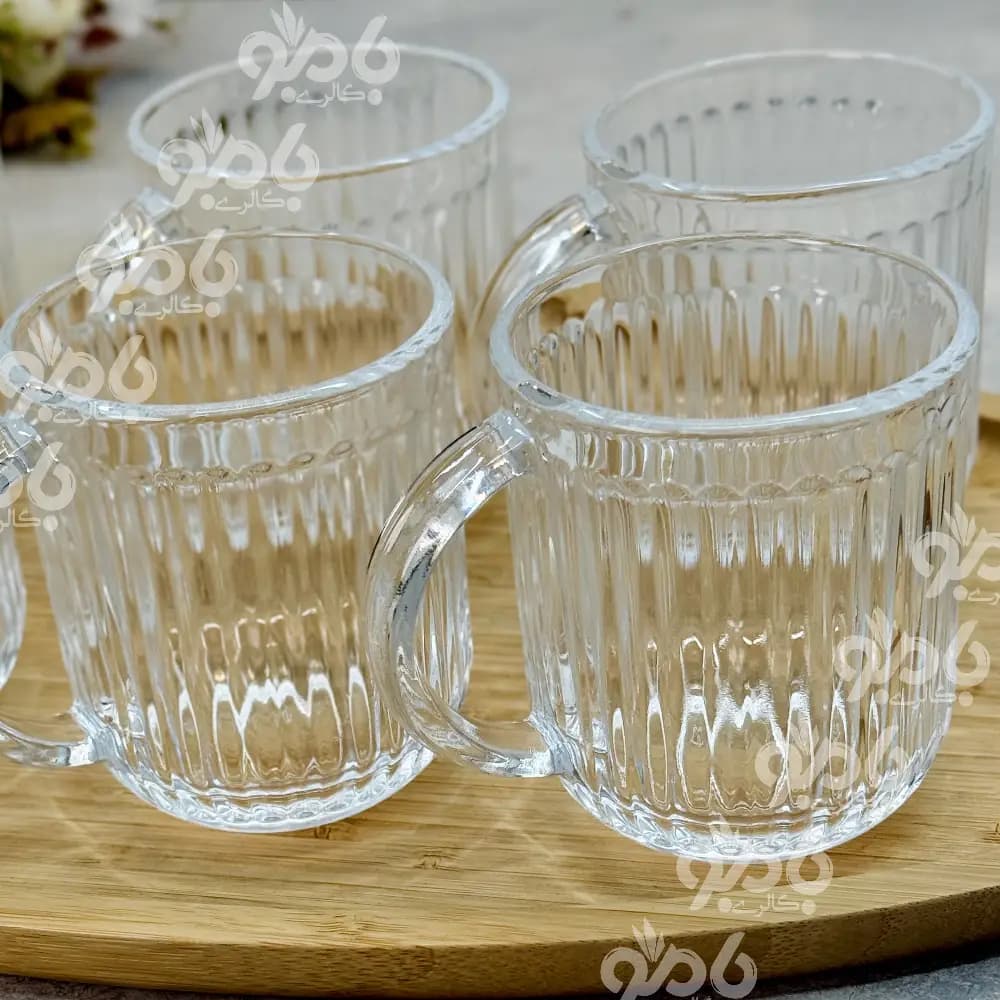 نیم لیوان شیشه ای کوتاه دسته دار یلدا 6عددی — تصویر ۳