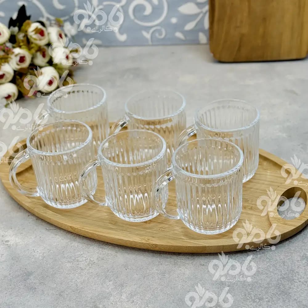 نیم لیوان شیشه ای کوتاه دسته دار یلدا 6عددی