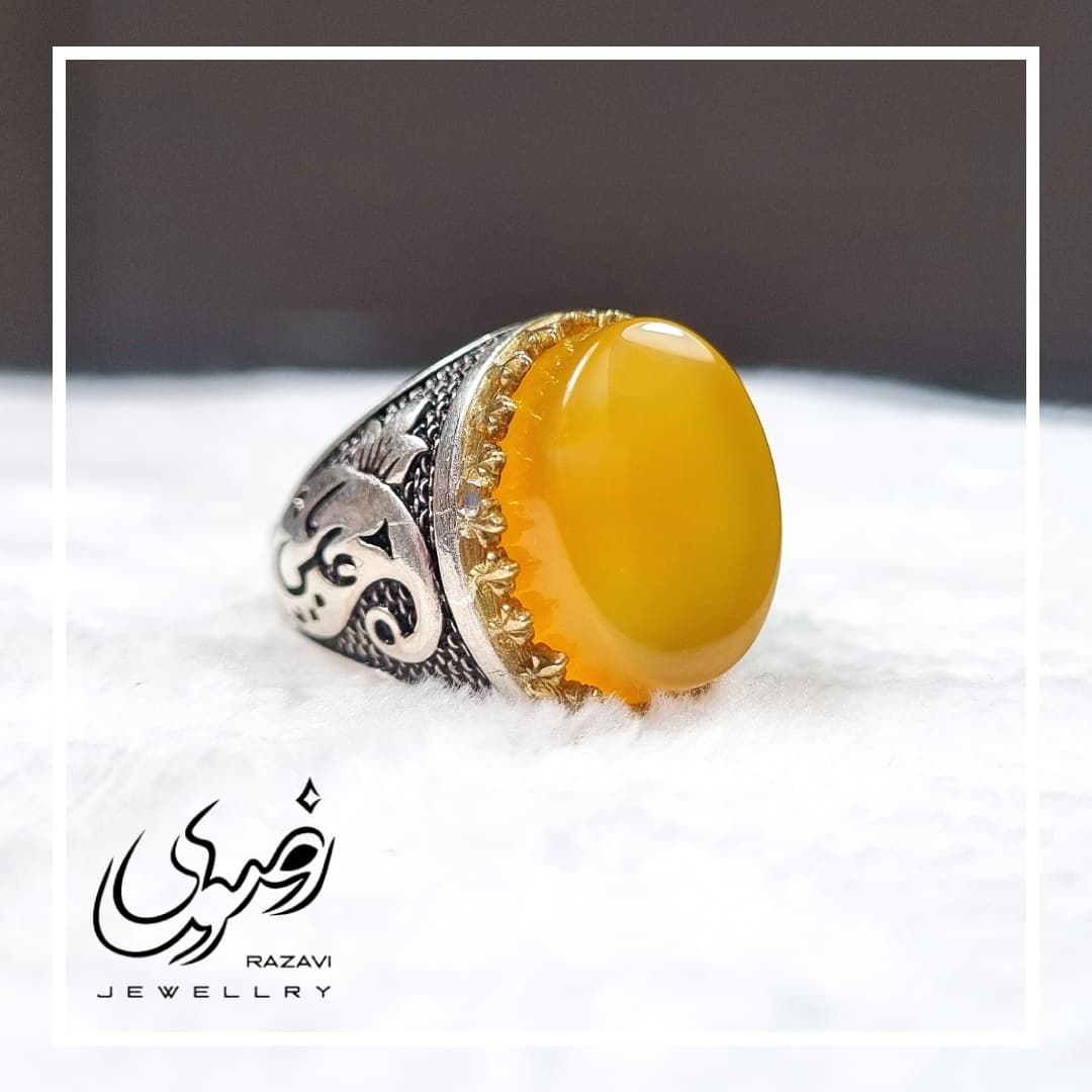 انگشتر مردانه نقره شرف الشمس طرح یا علی کد 292
