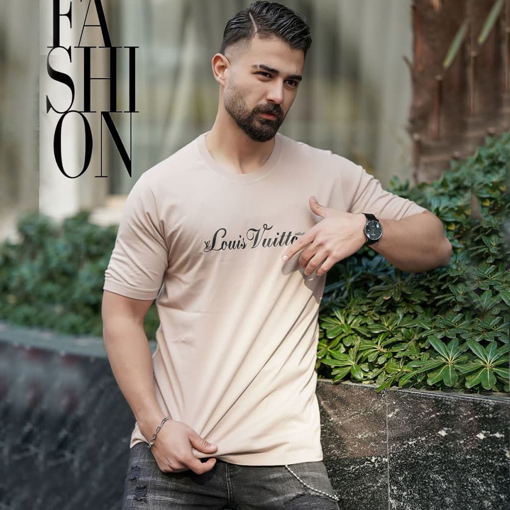 تیشرت مردانه Louis Vuitton کرمی