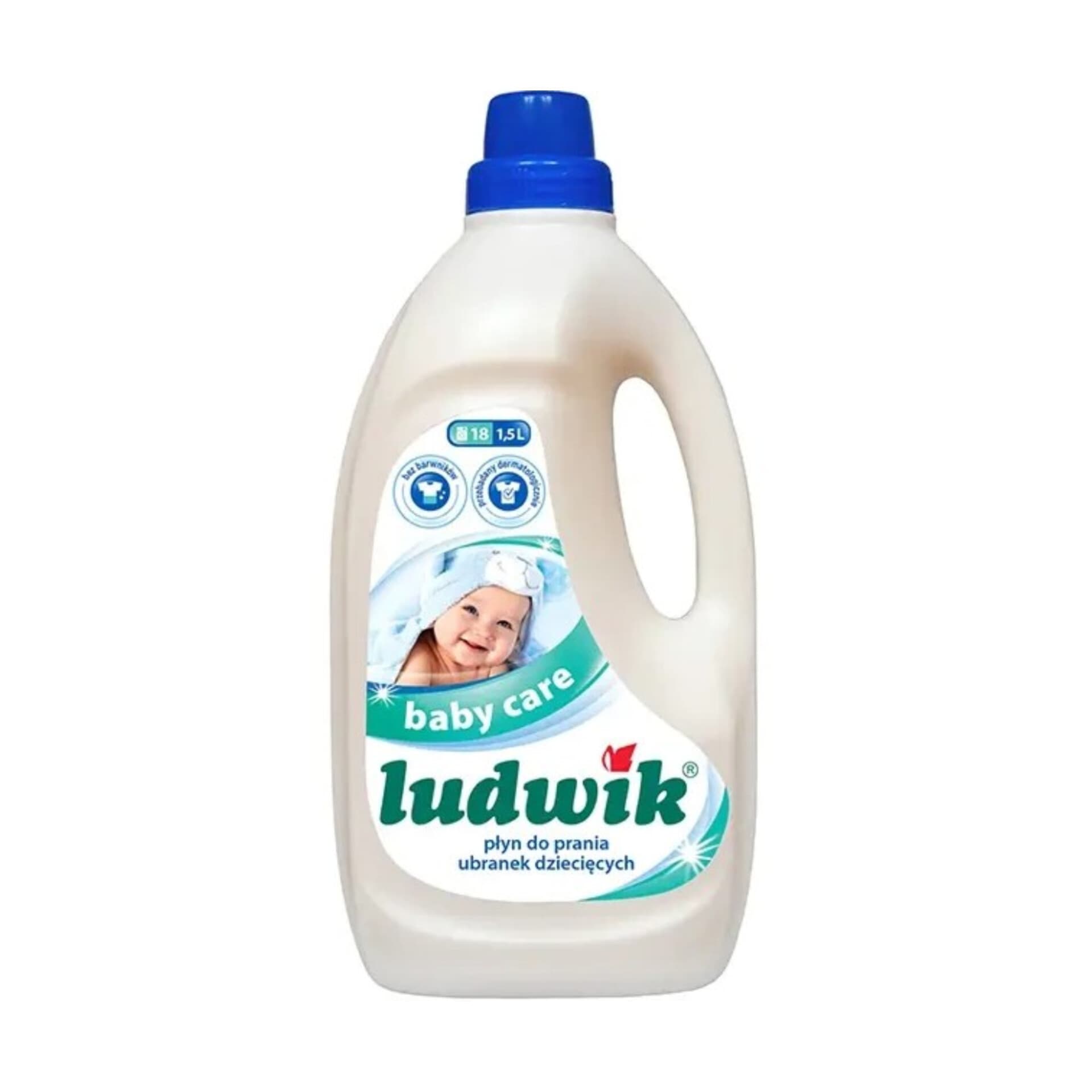 مایع لباسشویی کودک لودویک Ludwik Baby Care ضد حساسیت حجم ۱۵۰۰ میل اورجینال شوینده ملایم لباس نوزاد و کودک