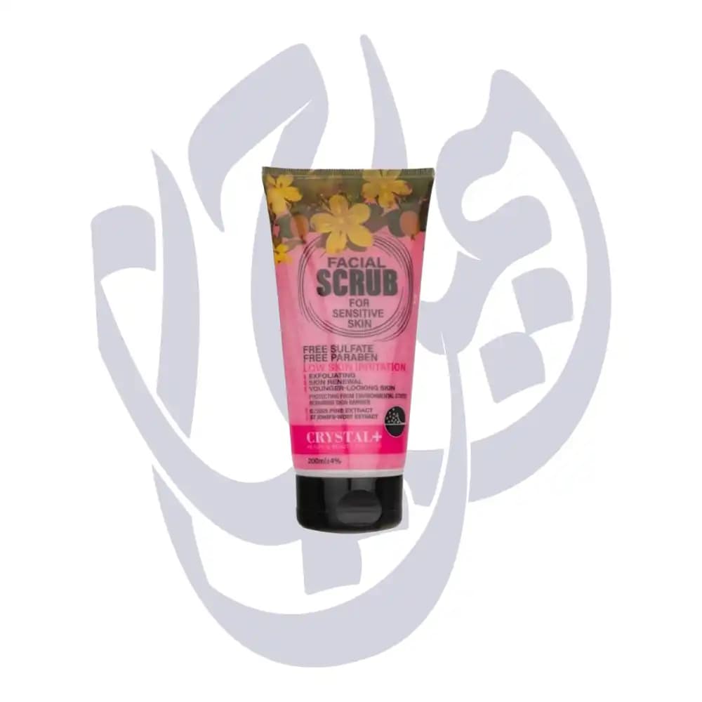 اسکراب لایه بردار پوست کریستال مناسب پوست حساس (صورتی) بدون سولفات و پارابن 200ml