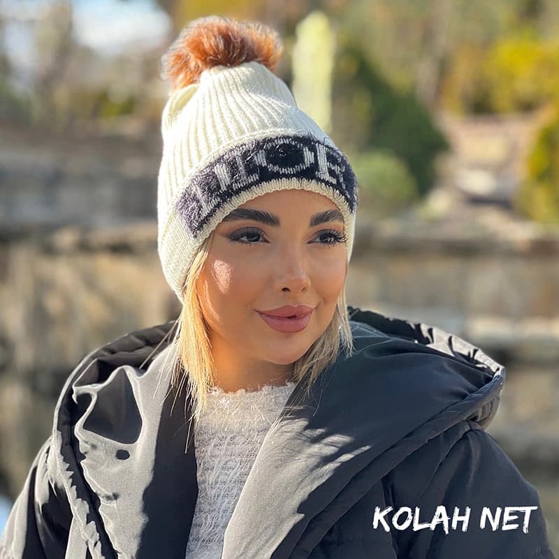 کلاه بافت پوم دار داخل خزدار دیور كد 4316 — تصویر ۵