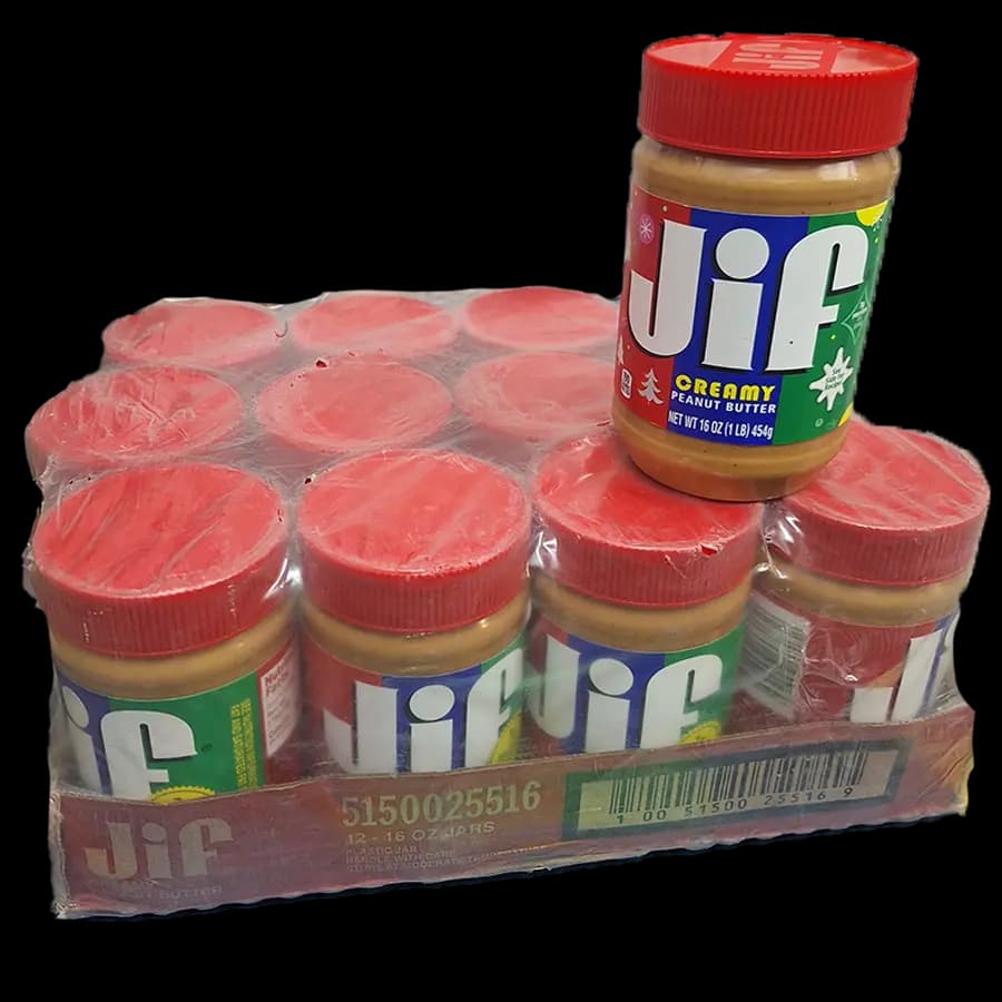 کره بادام زمینی جیف (jif) کرمی قرمز رنگ بدون گلوتن 454 گرمی – عمده جعبه 12 عددی