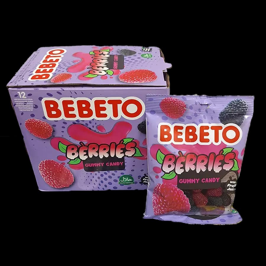 پاستیل تمشک ببتو میکس انواع توت ها 80 گرمی (BERRIES) بسته 12 عددی
