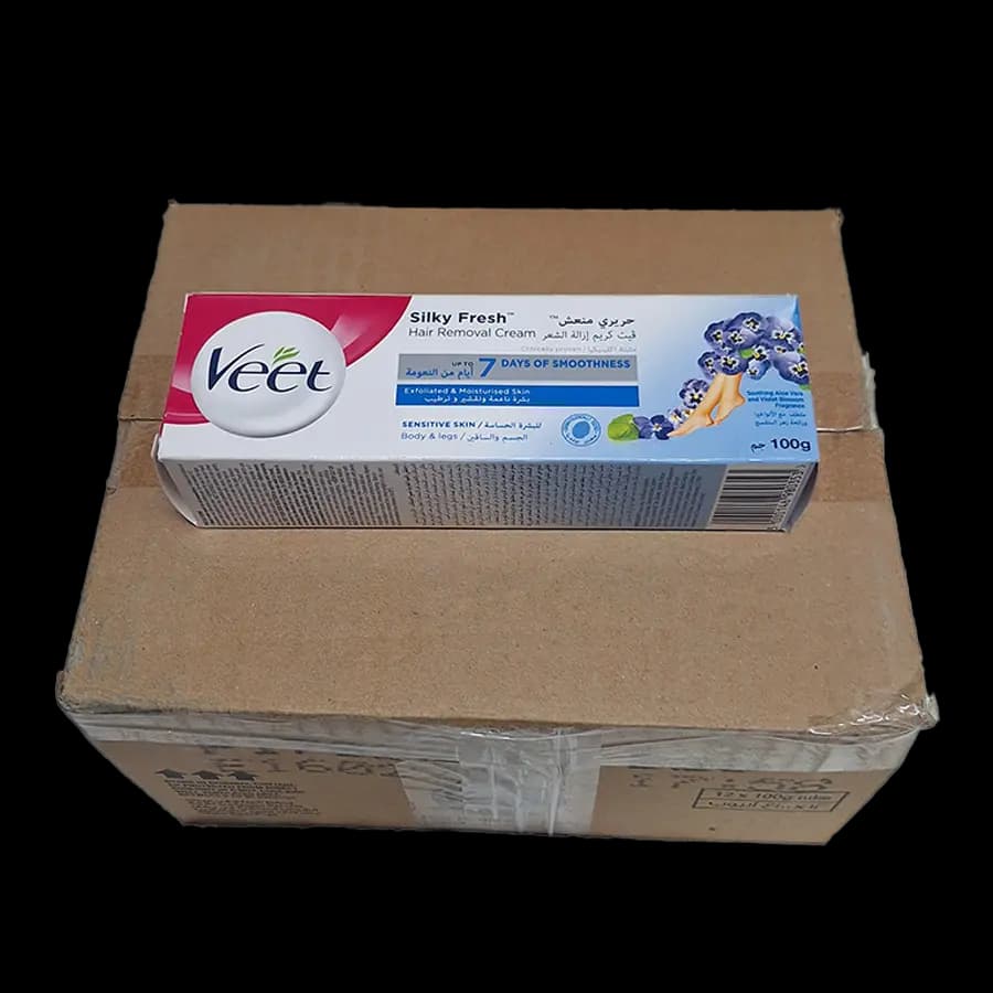 کرم موبر زنانه ویت Veet مدل یاس و نیلوفر آبی مخصوص پوست حساس 100 میل – بسته 12 عددی