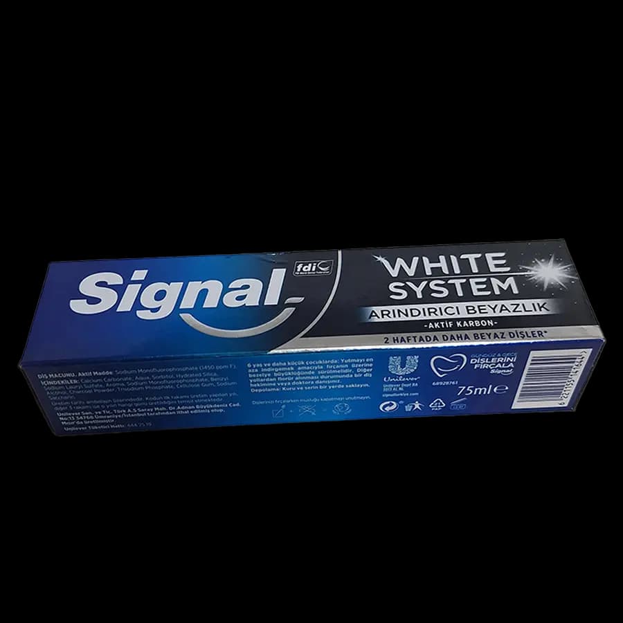 خمیر دندان زغالی سیگنال وایت سیستم (white system) 75 میلی لیتر ساخت ترکیه – عمده 12 عددی — تصویر ۲