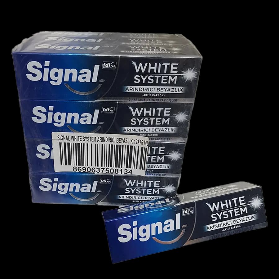خمیر دندان زغالی سیگنال وایت سیستم (white system) 75 میلی لیتر ساخت ترکیه – عمده 12 عددی