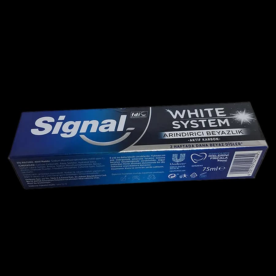 خمیر دندان زغالی سیگنال وایت سیستم (white system) 75 میلی لیتر ساخت ترکیه